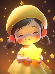 抱星星的女孩抱着星星的女孩插画