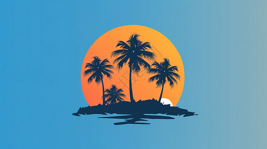 健身logo棕榈树标志插画
