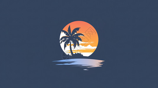LOGO标贴夏天椰子树标志插画