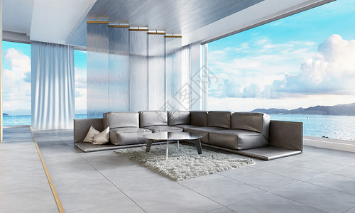 海景下午茶3D现代室内场景设计图片