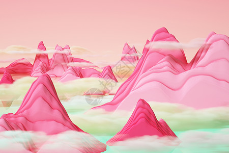 粉色烟雾山体场景背景图片