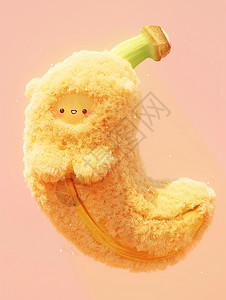 毛茸茸的卡通香蕉玩具背景图片
