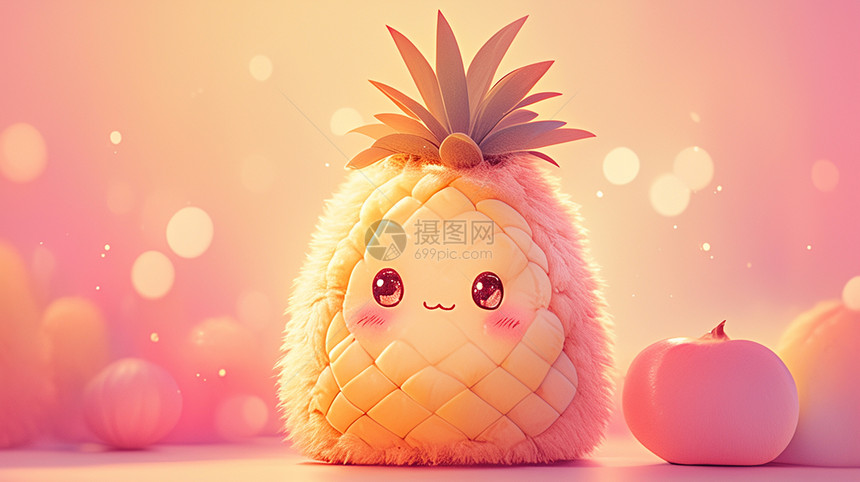 毛茸茸彩色可爱的菠萝图片