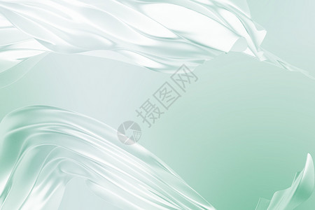 绿色透明丝绸纯净清透背景设计图片