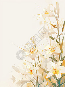 白色的花朵一束白色卡通百合花插画
