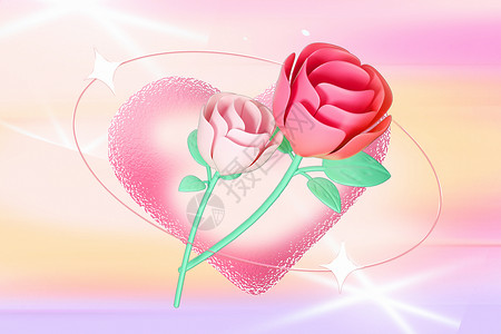 红玫瑰玻璃风玫瑰花背景设计图片