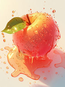 苹果水珠水灵灵诱人的卡通苹果插画