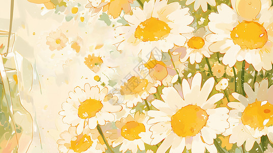 漂亮的卡通小雏菊背景图片