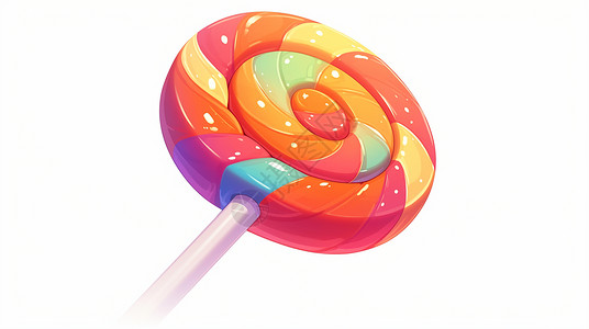 彩色花纹棒棒糖诱人的卡通棒棒糖插画