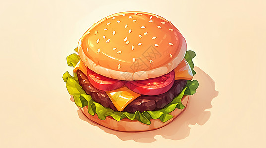 快餐背景可爱美味的卡通汉堡插画