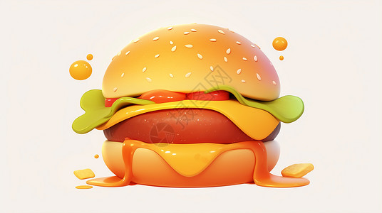 美食背景图片诱人美味的卡通汉堡插画