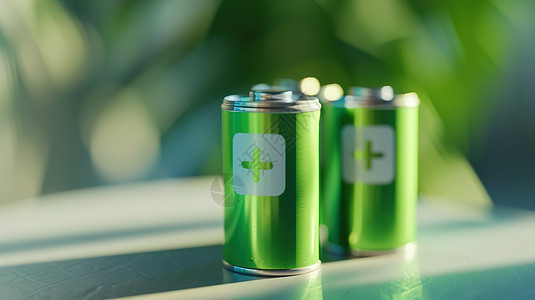 新能源电池新能源环保绿色电池插画