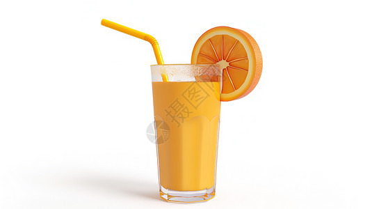 粿汁橙子汁3D图标插画