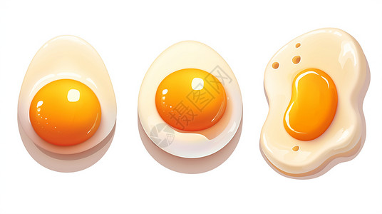 卡通荷包蛋煎蛋三个美味的卡通荷包蛋插画