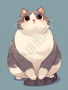 呆萌可爱肥肥的卡通小猫高清图片