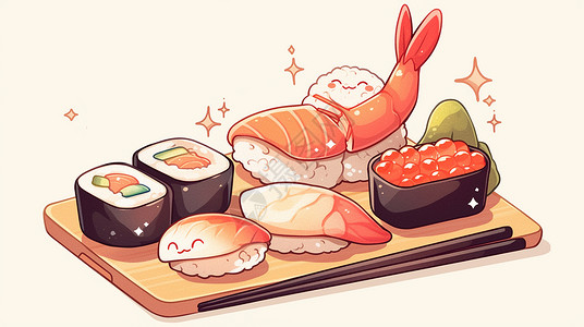 简约可爱的寿司背景图片