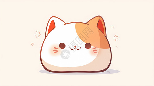 带垫子的招财猫红脸蛋微笑可爱的卡通小猫插画