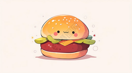 卡通汉堡包可爱的汉堡包插画