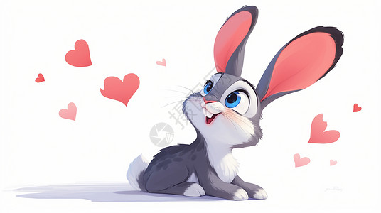 灰色可爱的卡通兔子背景图片