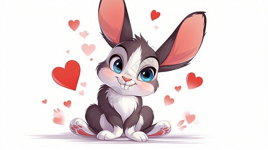 灰色长耳朵可爱的兔子背景图片