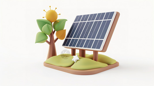 太阳能3D图标背景图片