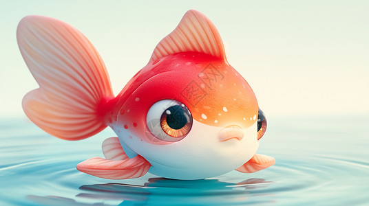 红鱼干红色胖乎乎可爱的卡通小鱼插画