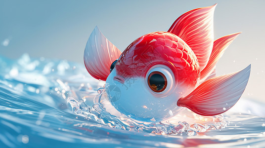 红鱼干红色胖嘟嘟可爱的卡通鱼插画