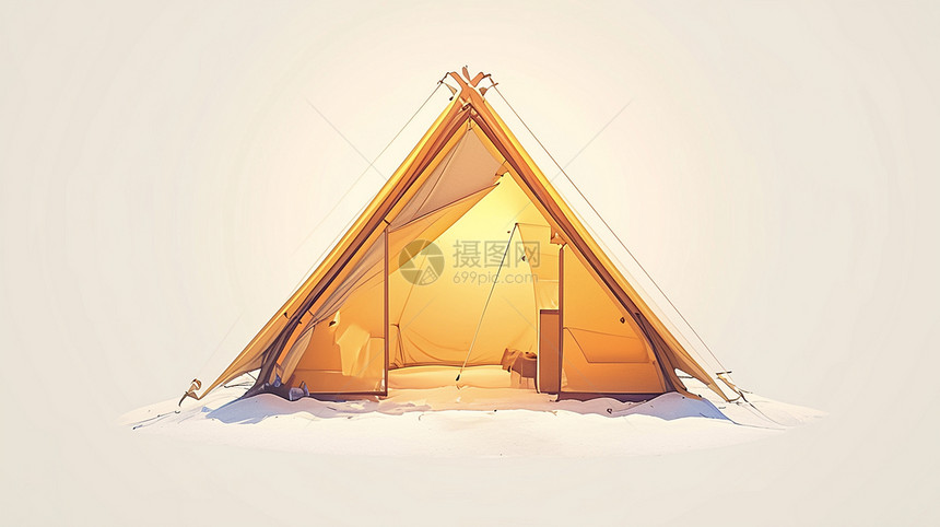 简约的卡通露营帐篷图片