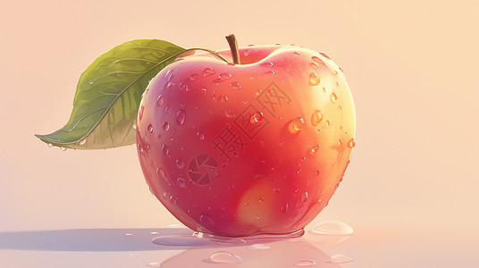 苹果水珠满身水珠的卡通苹果插画