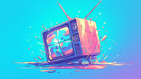 旧电视机时尚的卡通电视机插画插画