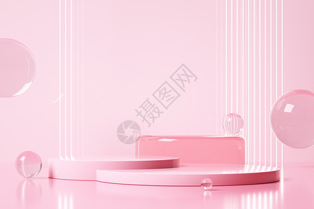 粉色恐龙粉色玻璃展台设计图片