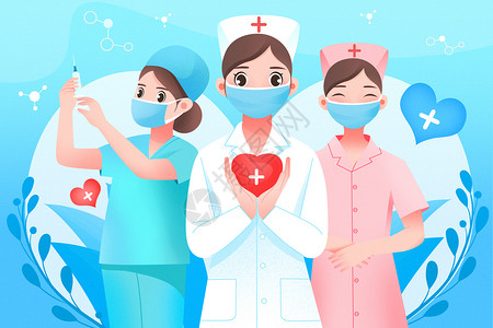 医疗国际护士节清新唯美扁平插画插画