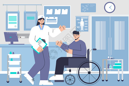 病房消毒护士节护士和病人插画