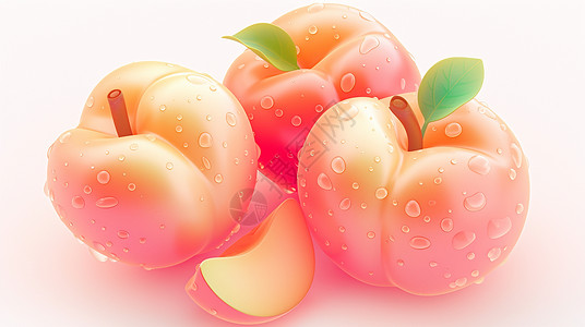鲜鲜水果粉色晶莹剔透的水果插画