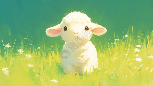 一只可爱的卡通小羊高清图片