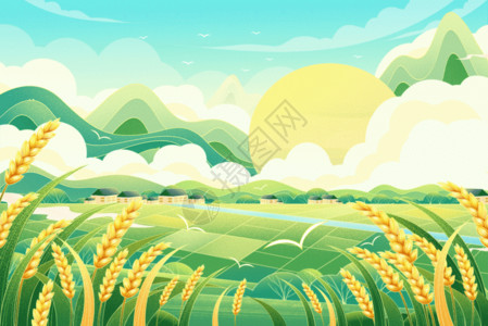 菜刀海报美丽的麦田国风二十四节气芒种GIF高清图片