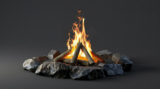 图片icon火堆3D插画