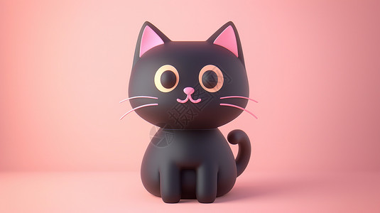 面对面的小猫小猫3D插画