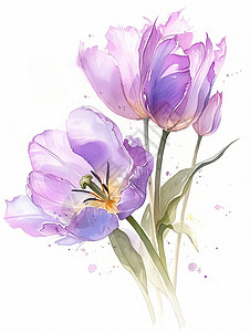 紫色花朵植物紫色优雅漂亮的花朵插画