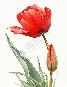 手绘风清新漂亮的红花高清图片