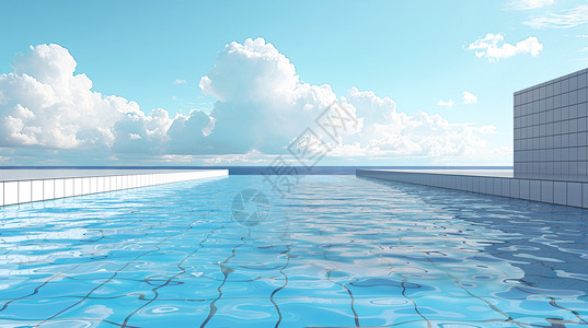 绿松石的游泳池创意泳池场景设计图片