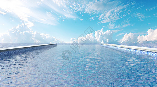 阳光泳池创意泳池场景设计图片
