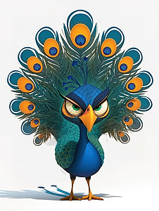 孔雀3D可爱的鸟类高清图片