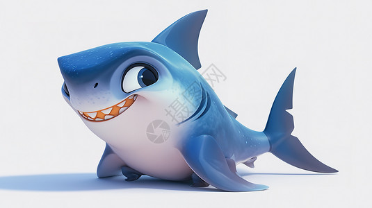 3d鲨鱼素材鲨鱼3D图标插画
