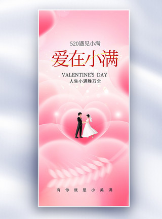 粉色北京520遇见小满创意长屏海报模板