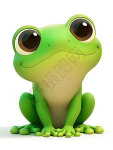 绿色卡通3D青蛙插画