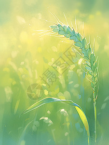 粮食存储麦田中一株颗粒饱满的麦子插画插画
