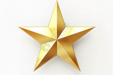 立体星星立体金色的五角星3D插画