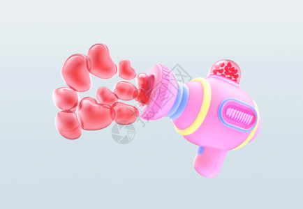 机坪粉色情人节爱心泡泡机GIF高清图片