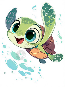 一只大眼睛开心笑的可爱卡通海龟高清图片